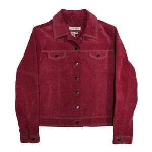 Coldwater Creek Women's Petite Red Leather Jacket Size PS